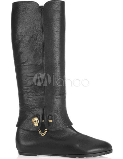 Fabulous Black Sheepskin Thight High Boots For Women USD11399