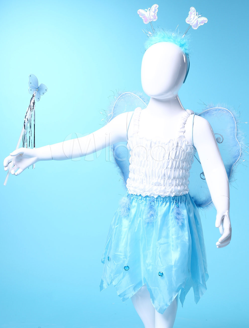 Aqumarine Gauze Cute Wings Dance Skirts Girls Barbie Costumes