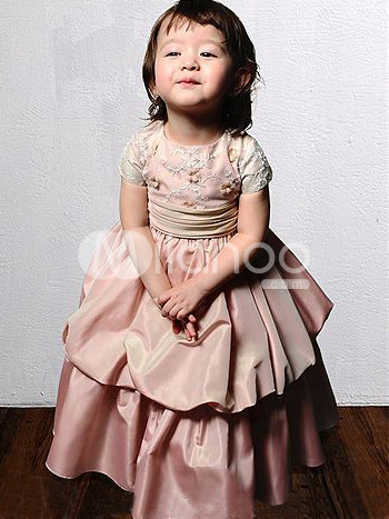 Cute Pink Taffeta Flower Girl Dress