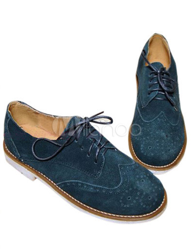 Flat Shoes  Women on Grind Arenaceous Cowhide Flat Oxford Shoes For Women   Milanoo Com