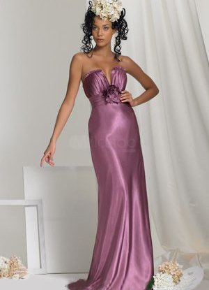 Light Purple Fashion A-line Spandex Satin Maternity Bridesmaid Dress<br />
