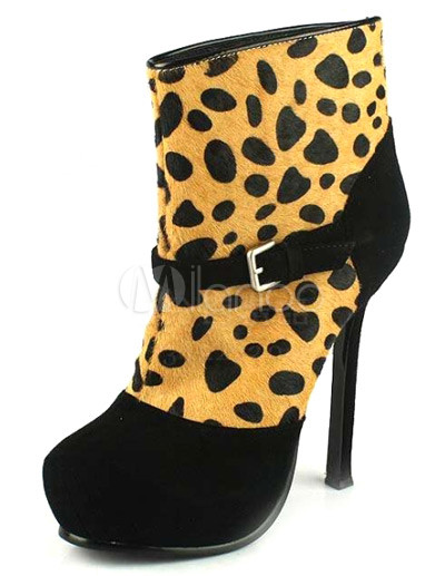 Sexy Black 5 1/2'' High Heel Sheepskin Suede Mid Calf Boots