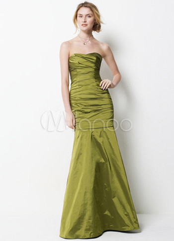 Luxurious Golden Taffeta Floor Length A-line Strapless Bridesmaid Dress Luxurious Golden Taffeta Floor Length A-line Strapless Bridesmaid Dress