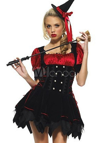 Popular Black 82% Spandex 18% Nylon Womens Halloween Witch Costume Popular Black 82% Spandex 18% Nylon Womens Halloween Witch Costume