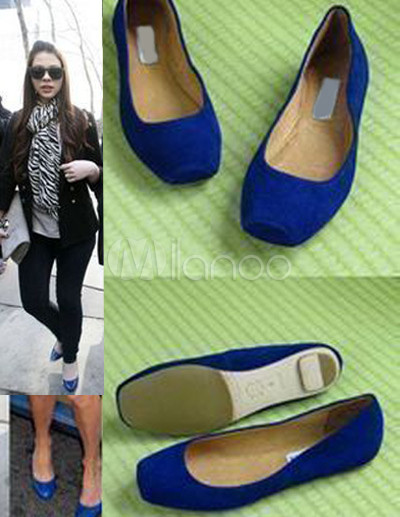Royal Blue Flat Shoes on Comfortable Royalblue Suede Ladies Ballet Flats   Milanoo Com