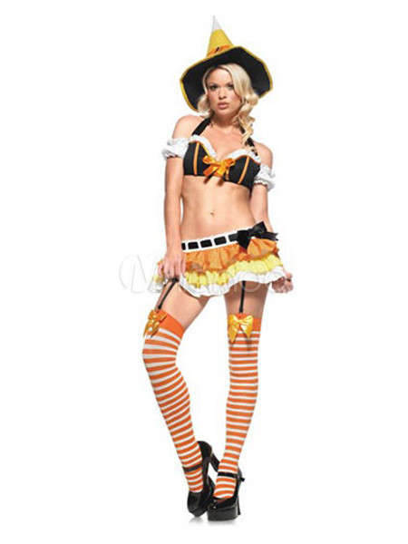 Sexy Yellow 82% Spandex 18% Nylon Womens Halloween Witch Costume Sexy Yellow 82% Spandex 18% Nylon Womens Halloween Witch Costume