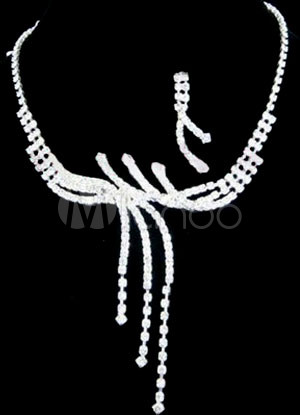 Unique Transparent Rhinestone Alloy Wedding Jewelry Set