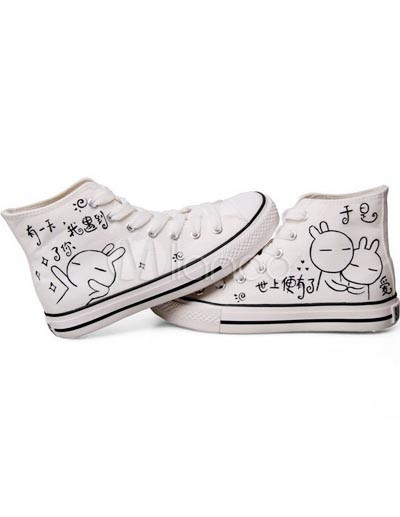 Flat Soled Shoes on Canvas Rubber Sole Flat Ankle Painted Shoes For Women Milanoo Com