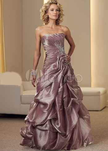 Luxury Pink Taffeta Strapless Mother of The Bride Dress