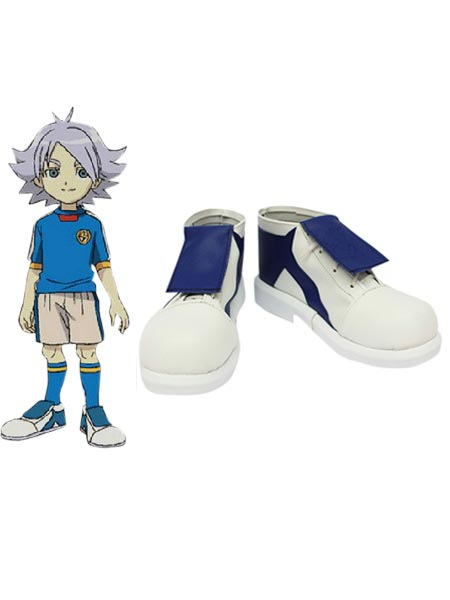 Inazuma Eleven Shawn Frost White Blue Faux Leather 1 1/5'' High Heel Cosplay Shoes