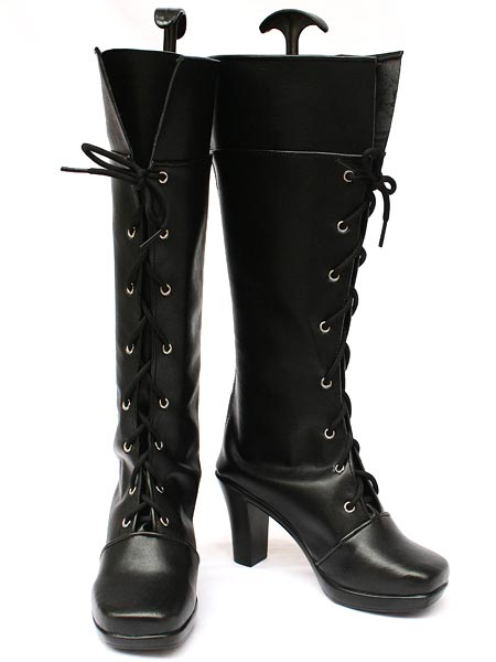 Vocaloid Cosplay Shoes Black Faux Leather 3 1/5'' High Heel Lace-Up steampunk buy now online