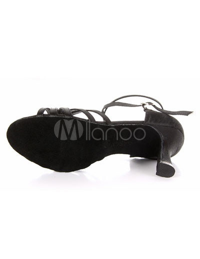 Bottom Shoes Crepe Satin Peep Petal Black - alaia shoes