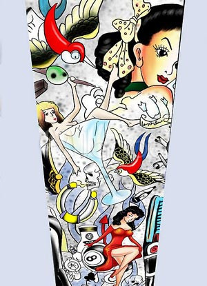 Fairy Colorful 92% Nylon 8% Spandex 44*11*6cm For Arms Mens Tattoo Sleeves