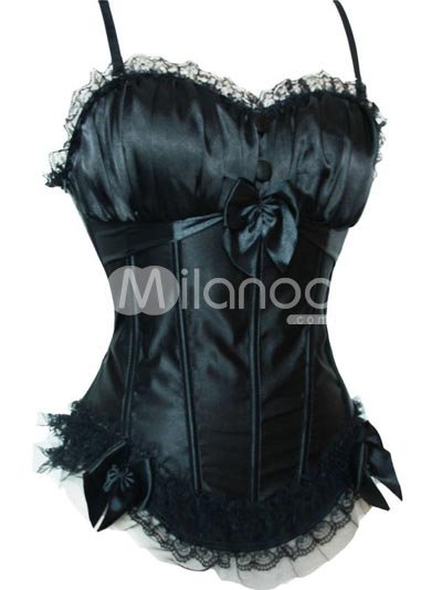 Intimate Lingerie Black Acrylic Lace Draped Womens Sexy Corset