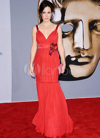Gorgeous Red Chiffon Spaghetti Ladies Paris Hilton Dress