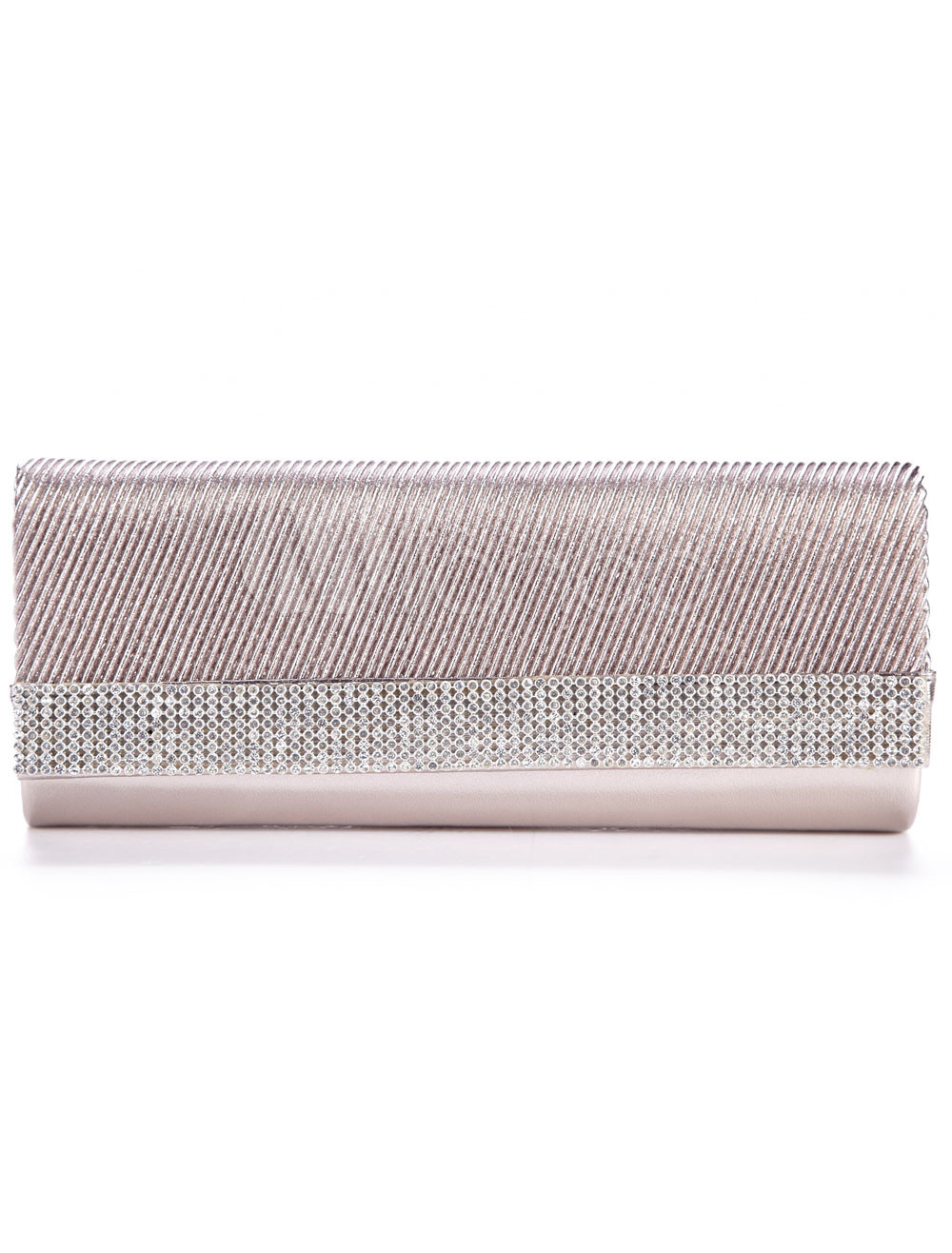 Gray PU 25.5*10cm Rhinestones Ladies Bridal Purse