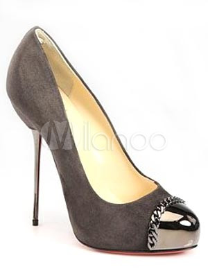 Brilliant Gray 4 3/4'' High Heel 4/5'' Platform Flannel Womens Pumps