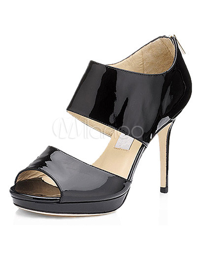 Black PU 3 1/2'' Heel Beautiful Women Shoes