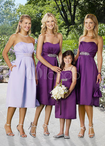 Stylish Grape Purple Chiffon Thin Shoulder Straps Junior Bridesmaid Dress