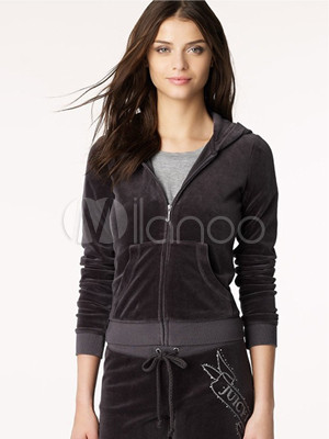 Comfortable Blackish Coffee Polyester Velvet Cotton Womens Activewear Set