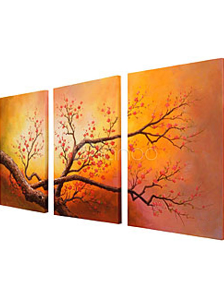  ... -painted Oil on Gallery-wrapped Canvas Art (Set of 3) - Milanoo.com
