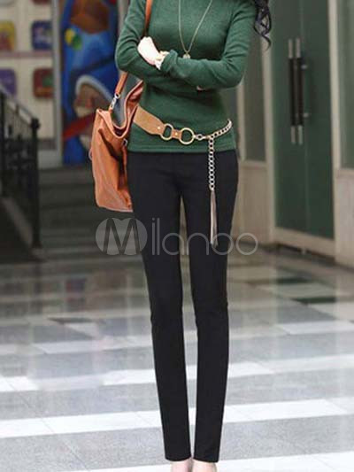 Black Cotton Skinny Pants For Women
