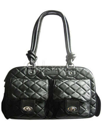 Stylish Black PU 39.37*16.51*26.67cm Pet Carrier