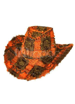 Orange Imitation Leather Men's Cowboy Hats