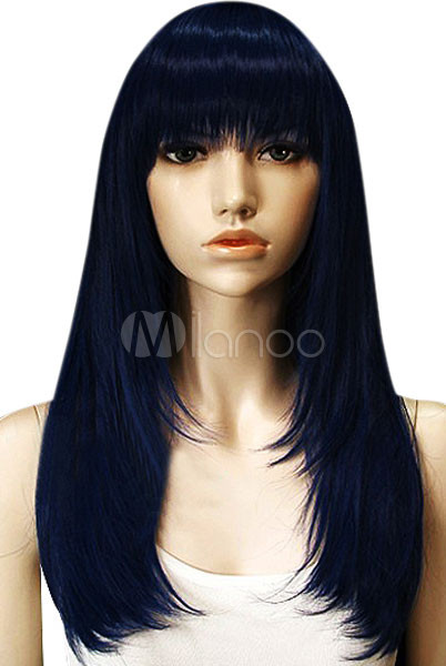 Deep Blue 60cm High Temperature Resistant Fiber Wig
