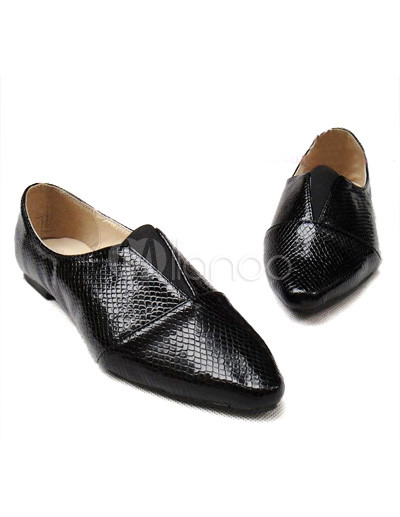 Pointed Flat Shoes on Heel Snake Style Pointed Toe Monogram Suede Flat Shoes Milanoo Com