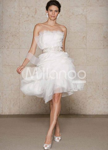 White Tulle Beautiful Aline Women Short Wedding Dress