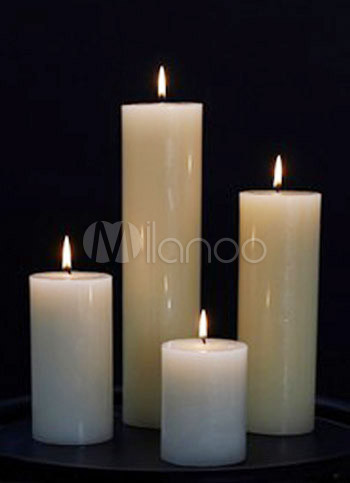 Four Pieces Romantic Ivory Ecologic Wax Smokeless Candle