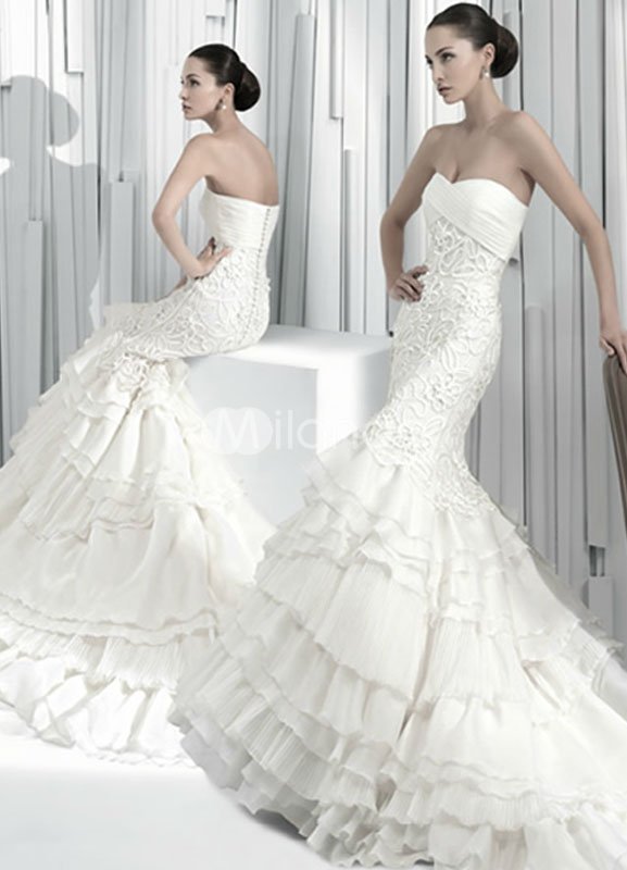  Fabulous White Taffeta Sweetheart Mermaid Trumpet Wedding Dress