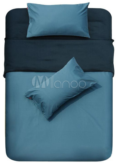 Blue Comfortable Twill 4-Pcs 100% Cotton Bedding Sets