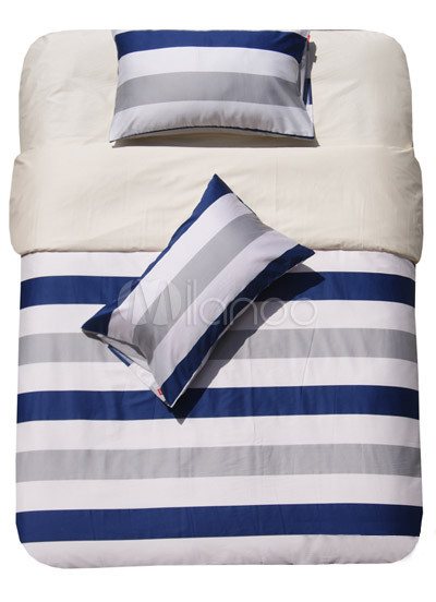 Comfortable Floral Stripe 4-Pcs 100% Satin Bedding Sets