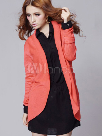 Pink V-Neck Button Knitting 100% Cotton Womens Cardigans