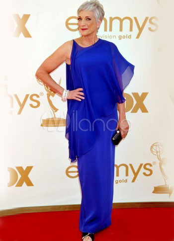 Royal Blue Randee Heller Floor Length Tulle Emmy Awards Dress
