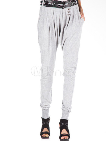 Fashion Gray Terylene Spandex Womens Harem Pants