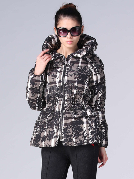 Gray Long Sleeves 100% White Duck Down Womens Down Jacket