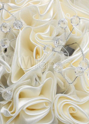 Ivory Satin Organza Crystal Bridal Wedding Bouquet