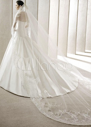 White 300*200cm Gauze Lace Trimmed Bridal Wedding Veil