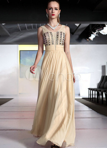 Pretty Light Yellow V-neck Floor Length Women's Prom Dress