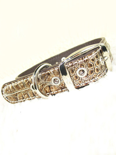 Gold Alligator Skin PU Leather Dog Collar Gold Alligator Skin PU Leather Dog Collar