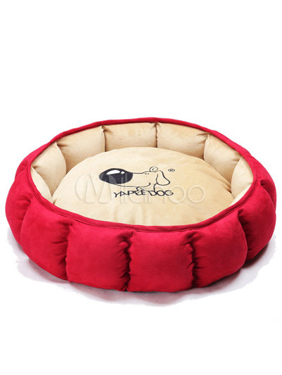Red Oxford Plush Bubble Dog Bed
