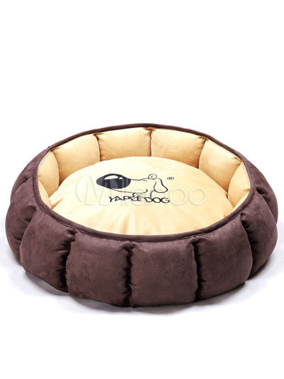 Coffee Oxford Plush Bubble Dog Bed
