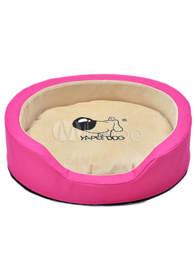 Fuchsia Oxford Plush Oval Dog Bed