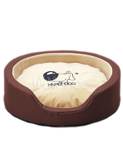 Coffee Oxford Plush Oval Dog Bed