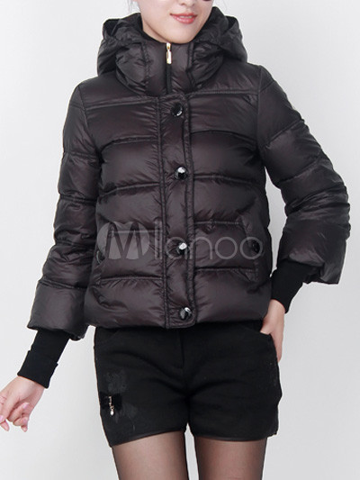 Black Short Single Breasted Women's Down Jacket