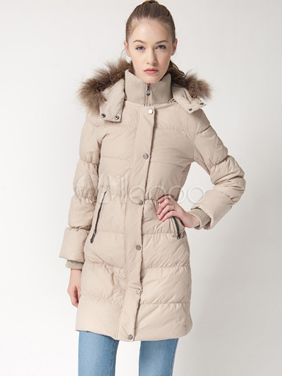 Ivory Long Sleeves Women's Down Jacket