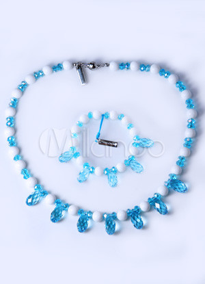 Trendy Waterdrop Blue Swarovski Crystal Jewelry Set